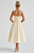 Women's gingham square-neck midi summer dress