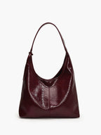 Women's glossy crinkle-finish hobo shoulder bag