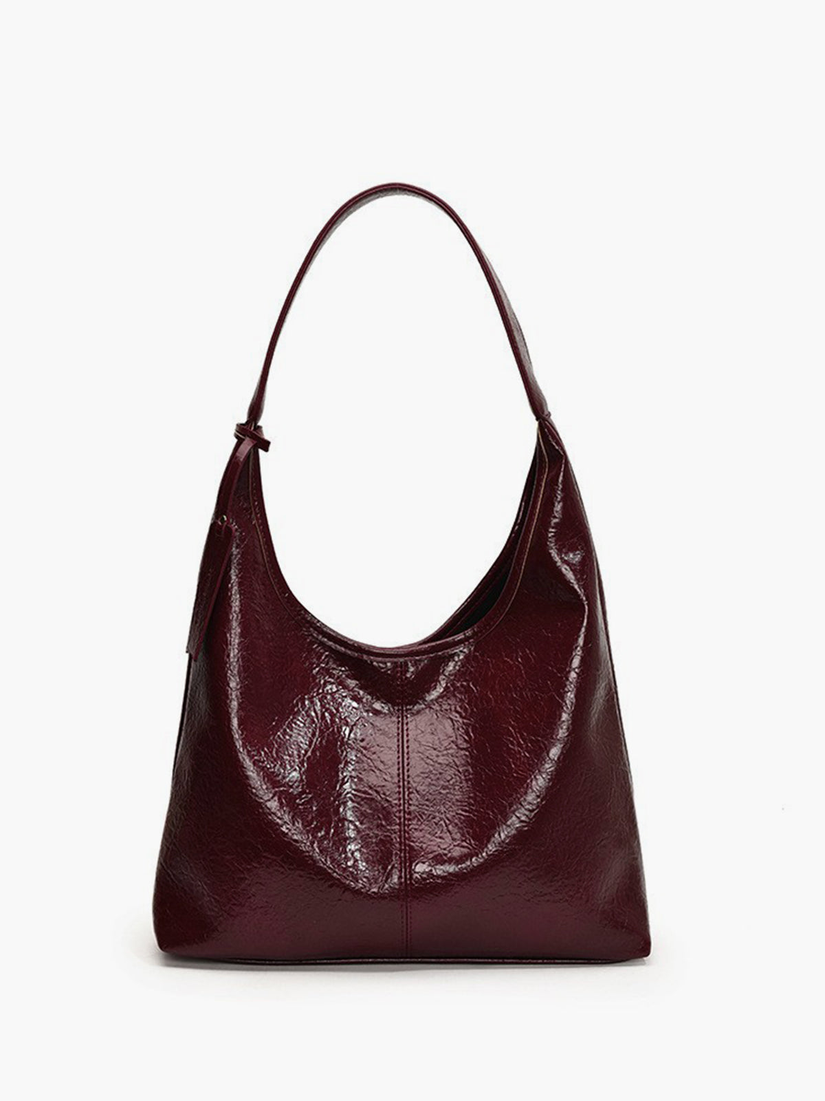 Women's glossy crinkle-finish hobo shoulder bag