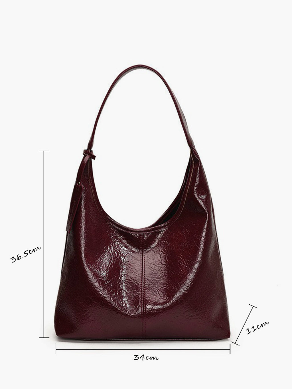 Women's glossy crinkle-finish hobo shoulder bag