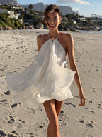 Women's halter neck backless mini summer dress
