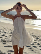 Women's halter neck backless mini summer dress