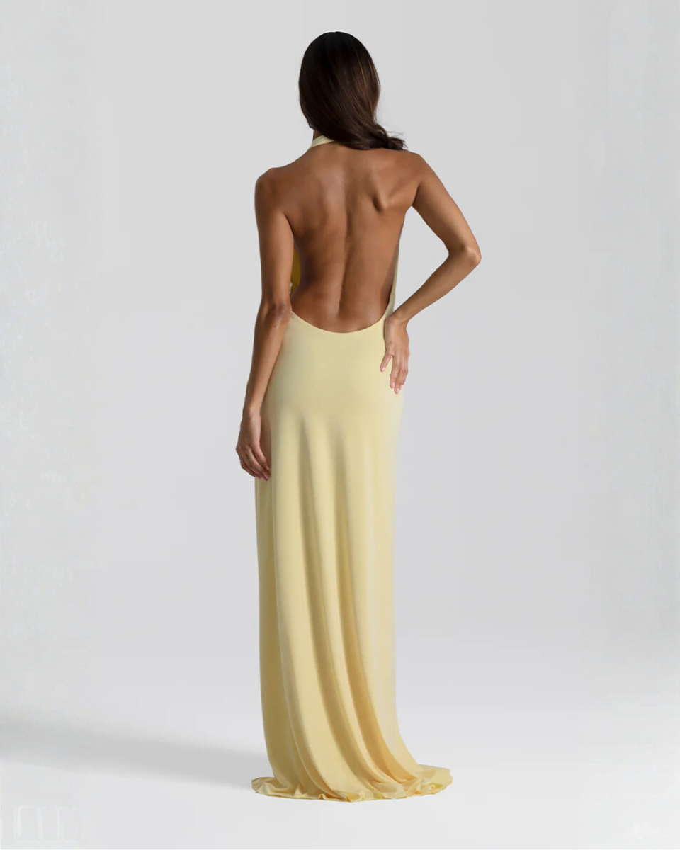 Women's halter neck backless maxi dress