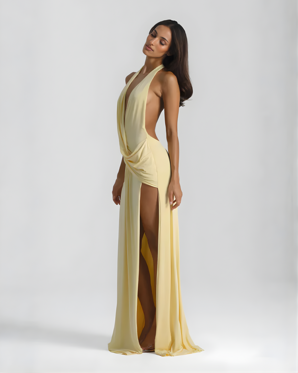 Women's halter neck backless maxi dress