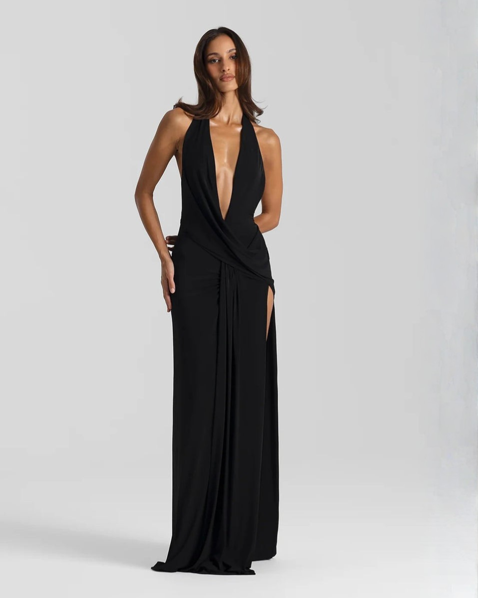 Women's halter neck backless maxi dress