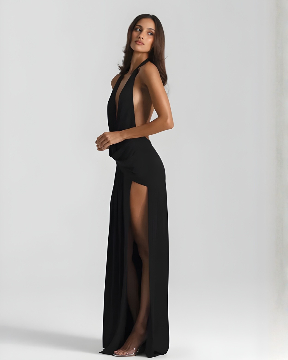 Women's halter neck backless maxi dress
