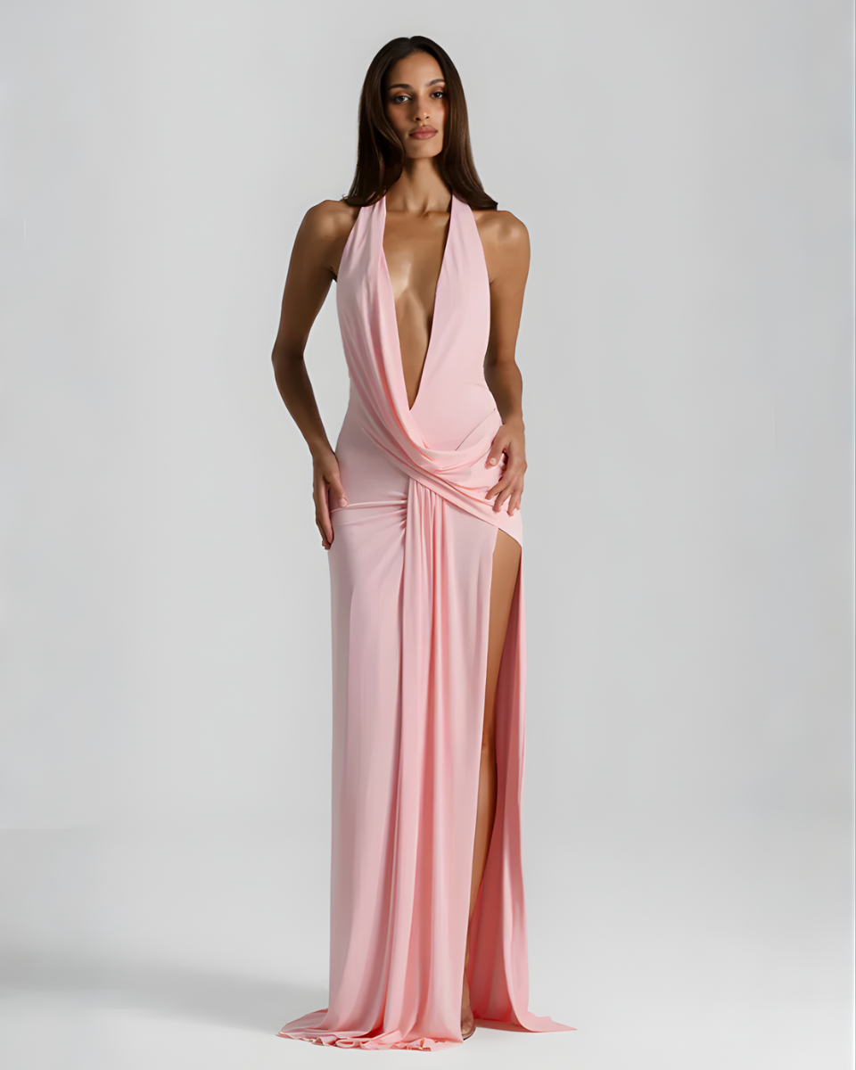 Women's halter neck backless maxi dress