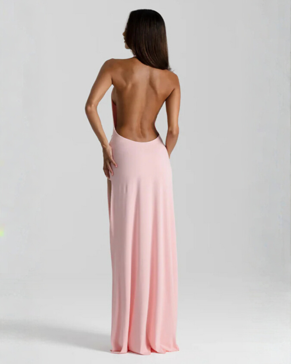 Women's halter neck backless maxi dress
