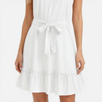 Women's halter neck mini summer dress with tie waist