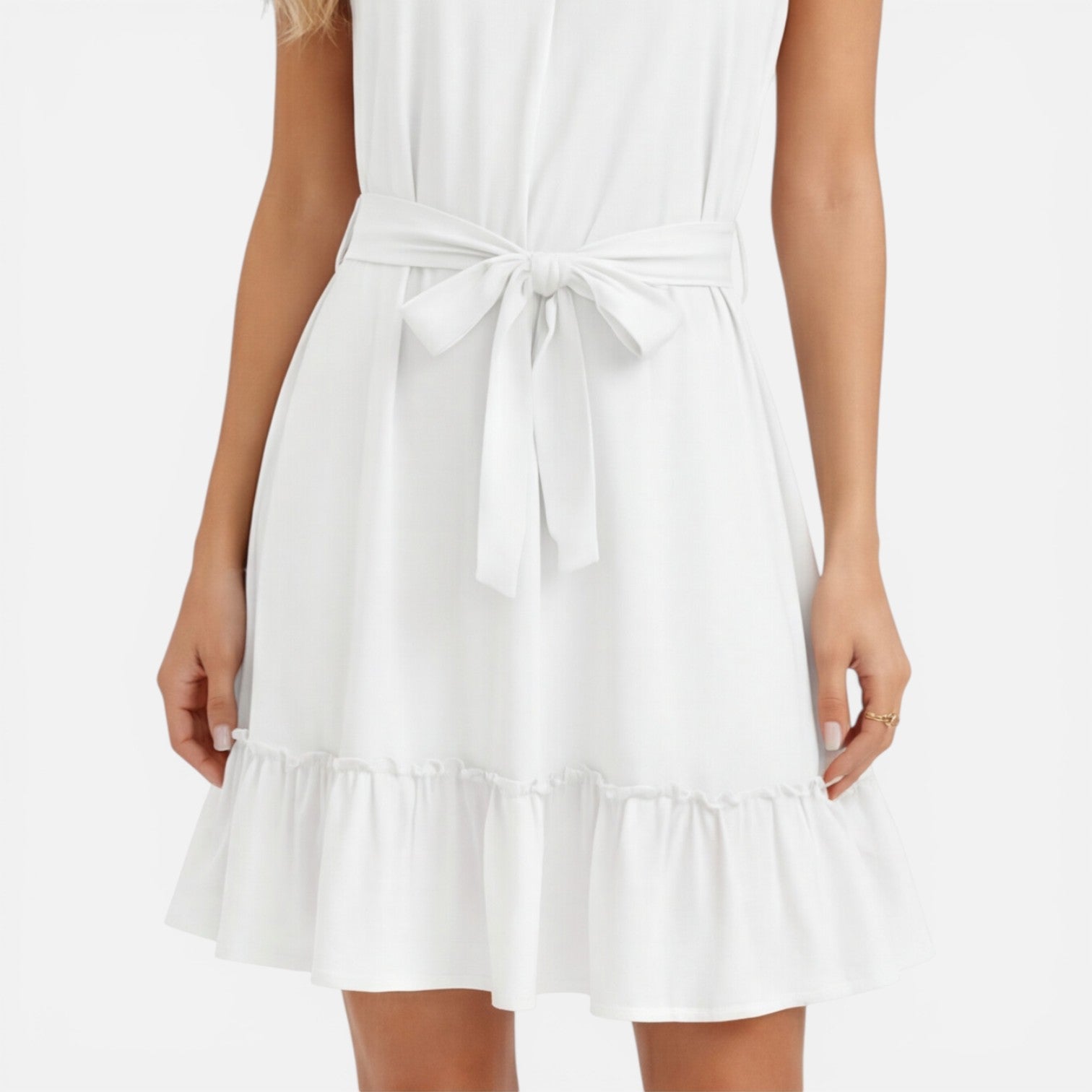 Women's halter neck mini summer dress with tie waist