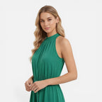 Women's halter neck mini summer dress with tie waist