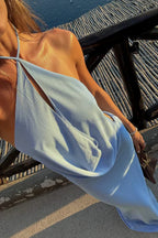 Women's halter neck open back cut-out maxi set