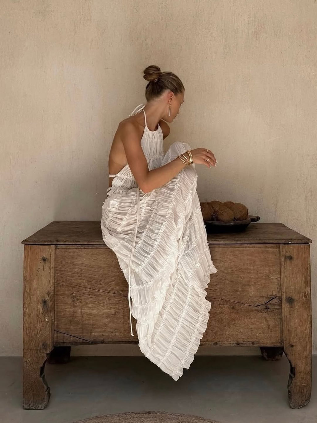 Women's halter neck top and maxi skirt 2-piece set