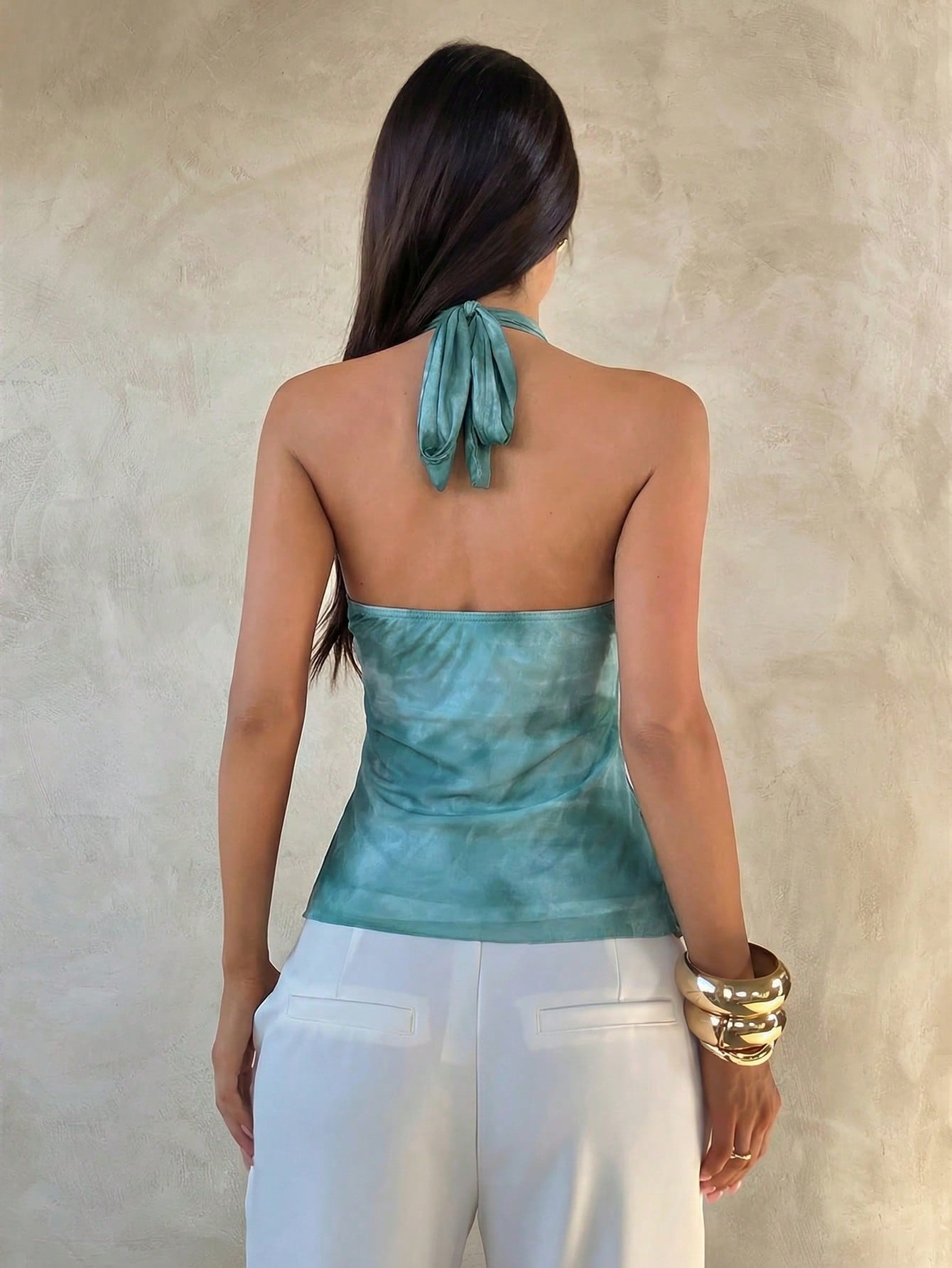 Women's halter neck ruffle party top