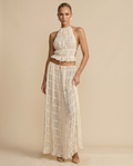 Women's halter top and pleated maxi skirt set