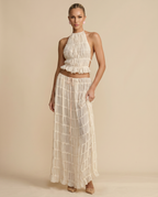 Women's halter top and pleated maxi skirt set