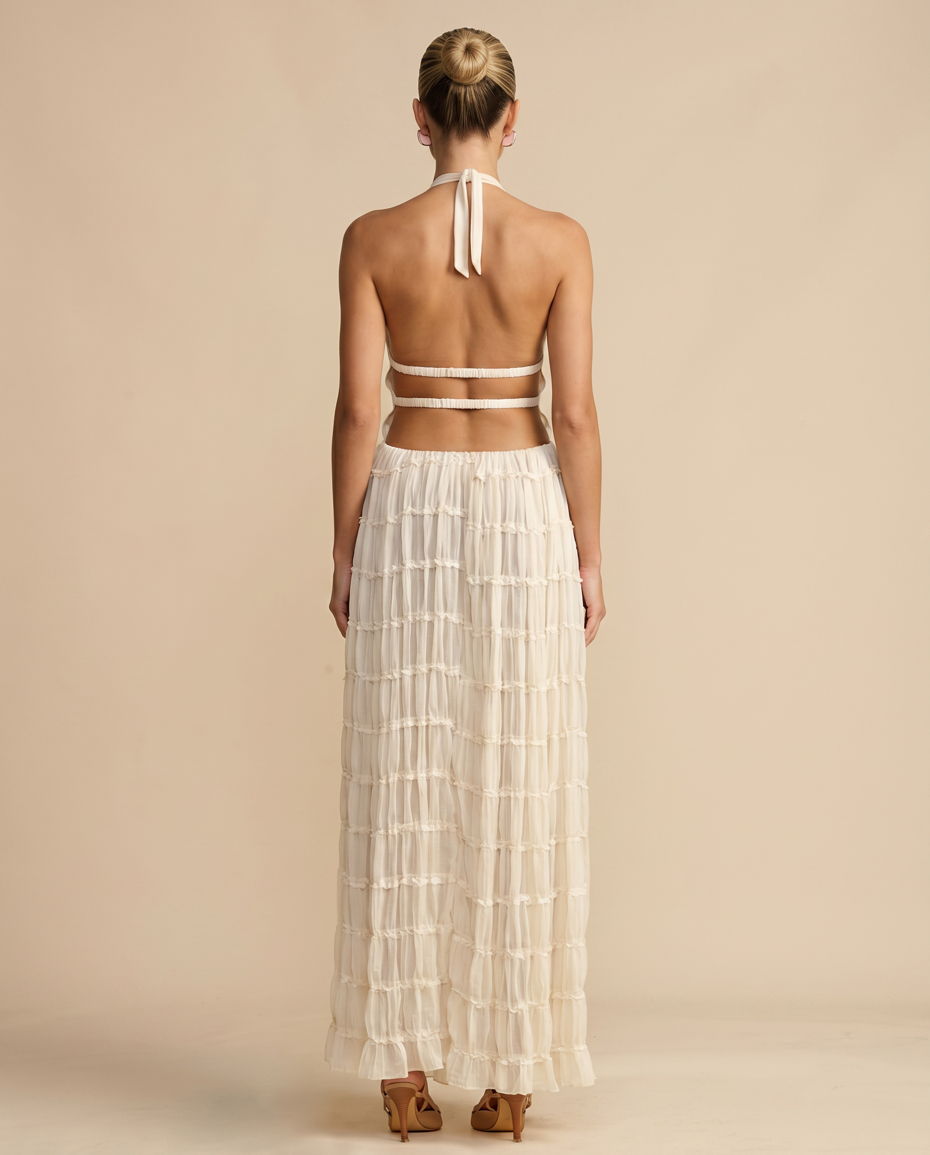 Women's halter top and pleated maxi skirt set