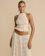 Women's halter top and pleated maxi skirt set