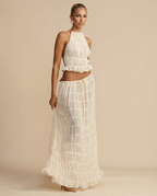 Women's halter top and pleated maxi skirt set