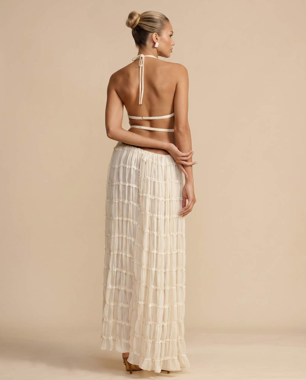 Women's halter top and pleated maxi skirt set