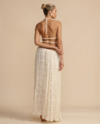 Women's halter top and pleated maxi skirt set