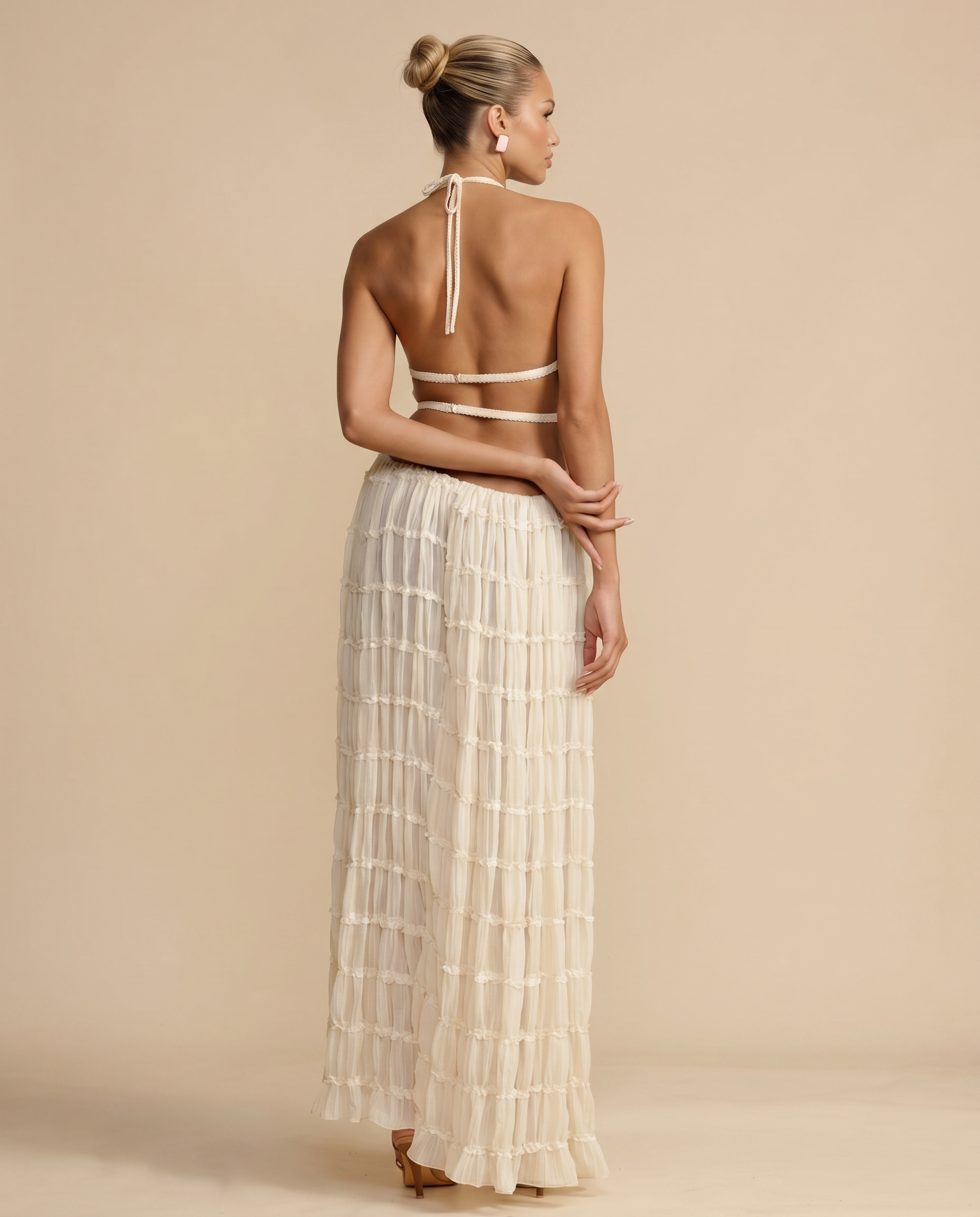 Women's halter top and pleated maxi skirt set