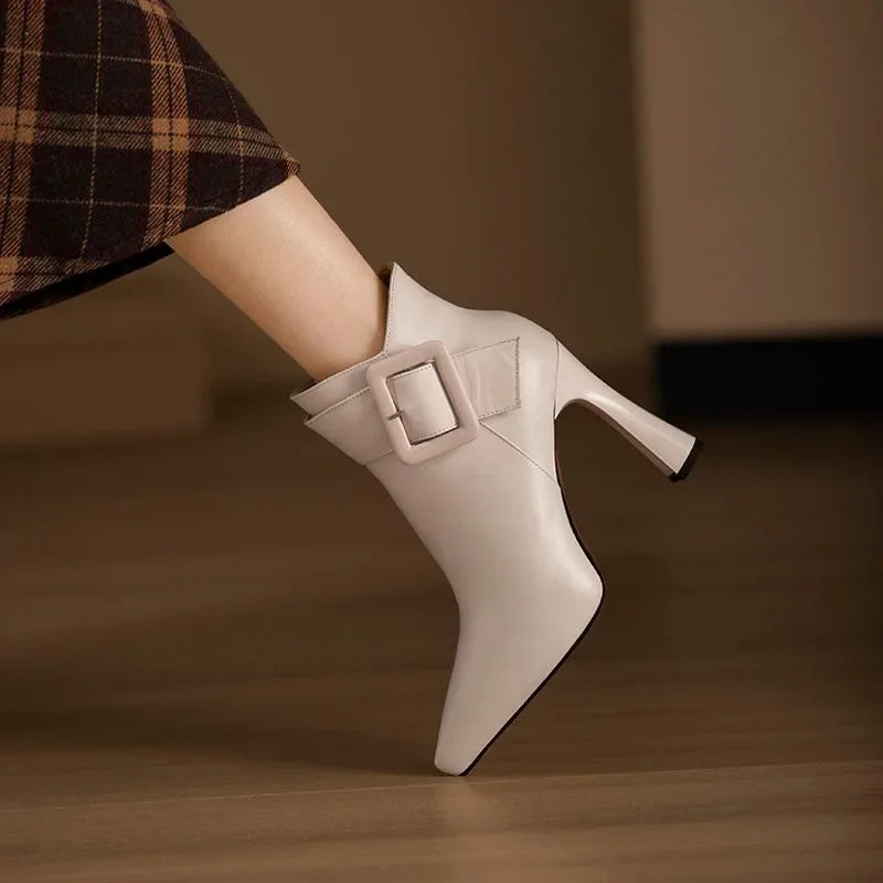 Women's Heel Boots With Buckle Detail