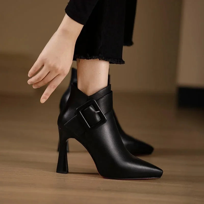 Women's Heel Boots With Buckle Detail
