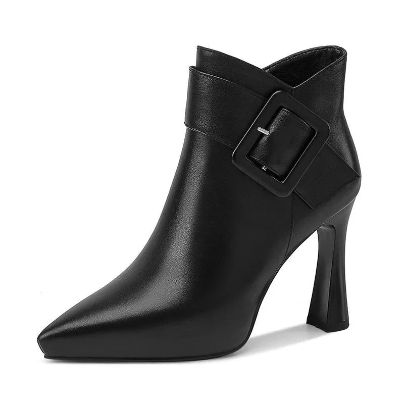 Women's Heel Boots With Buckle Detail