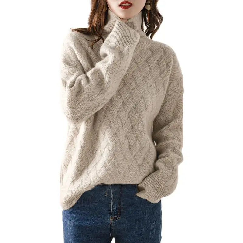 Women's high-neck jumper with long sleeves