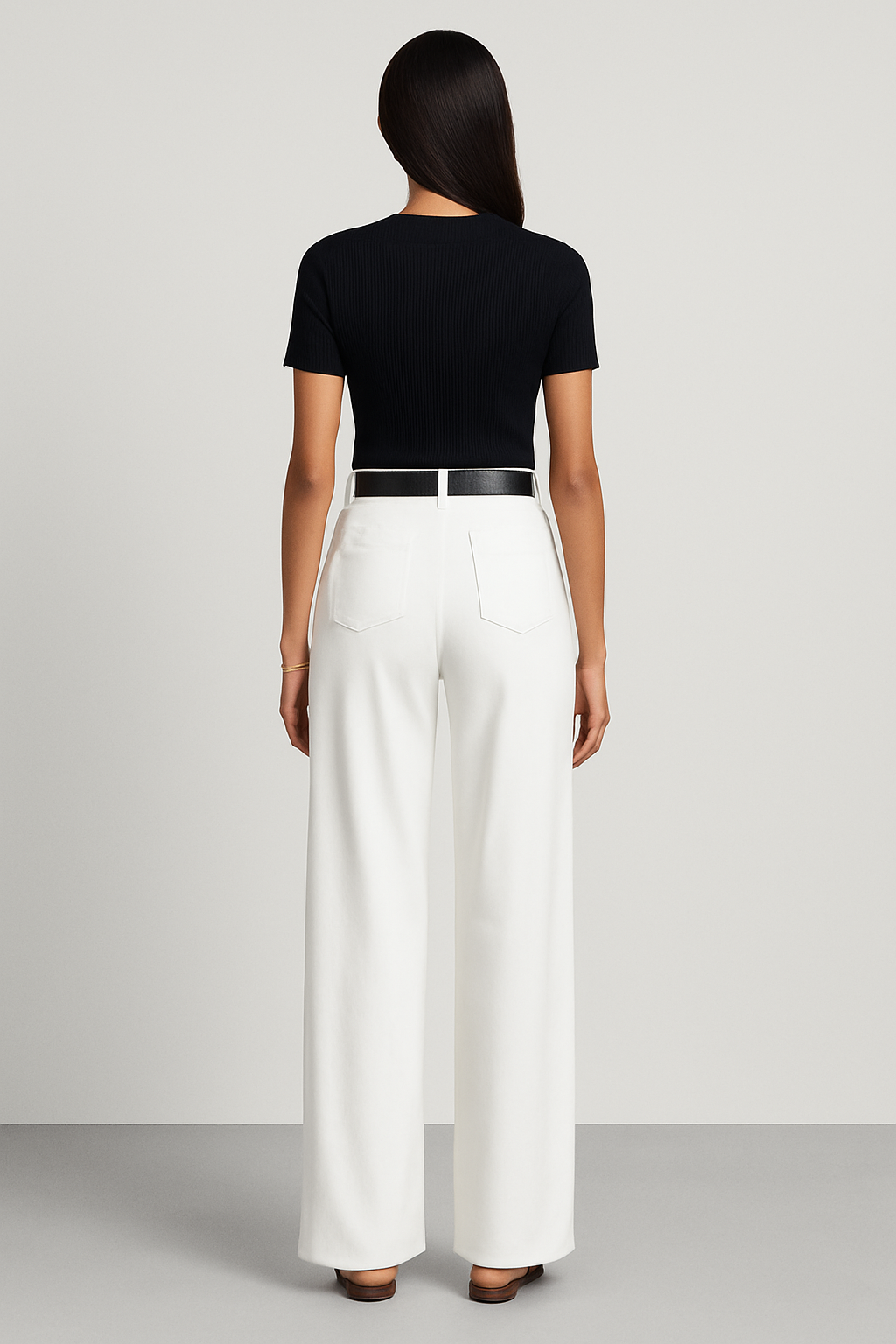 Women's high-waisted pleated wide-leg trousers