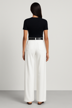 Women's high-waisted pleated wide-leg trousers