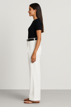 Women's high-waisted pleated wide-leg trousers