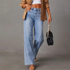 Women's high-waisted denim jeans with seam detail