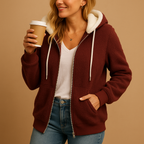 Women's hooded fleece jacket with open front