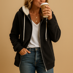 Women's hooded fleece jacket with open front