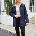 Women's hooded full-zip windbreaker rain jacket
