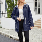 Women's hooded full-zip windbreaker rain jacket