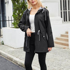 Women's hooded full-zip windbreaker rain jacket