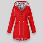 Women's hooded full-zip windbreaker rain jacket