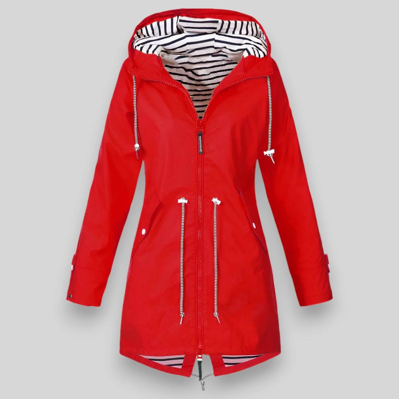 Women's hooded full-zip windbreaker rain jacket