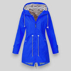 Women's hooded full-zip windbreaker rain jacket