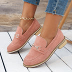 Women's horsebit slip-on loafers with low block heel