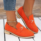 Women's horsebit slip-on loafers with low block heel