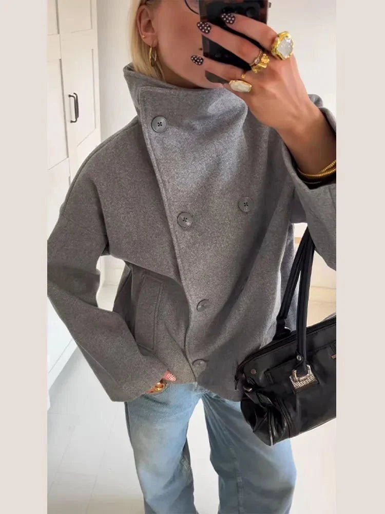 Women's jacket with stand-up collar