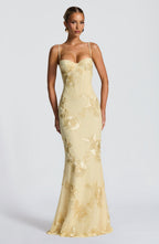 Women's jacquard corset maxi wedding guest dress