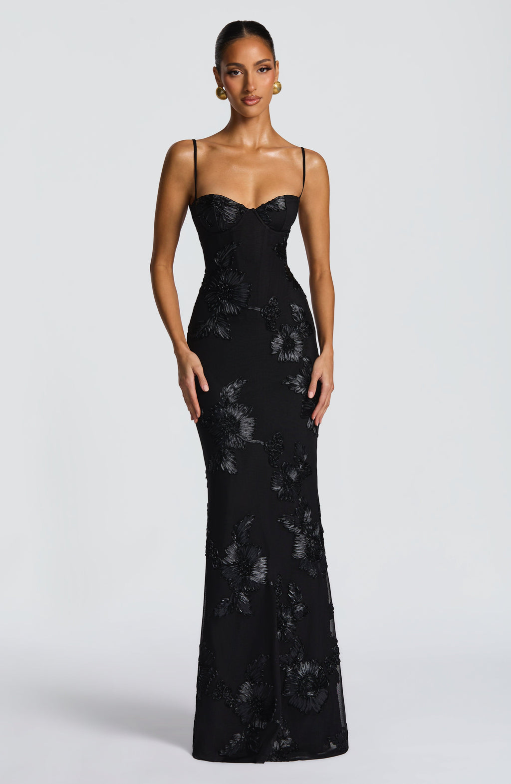 Women's jacquard corset maxi wedding guest dress
