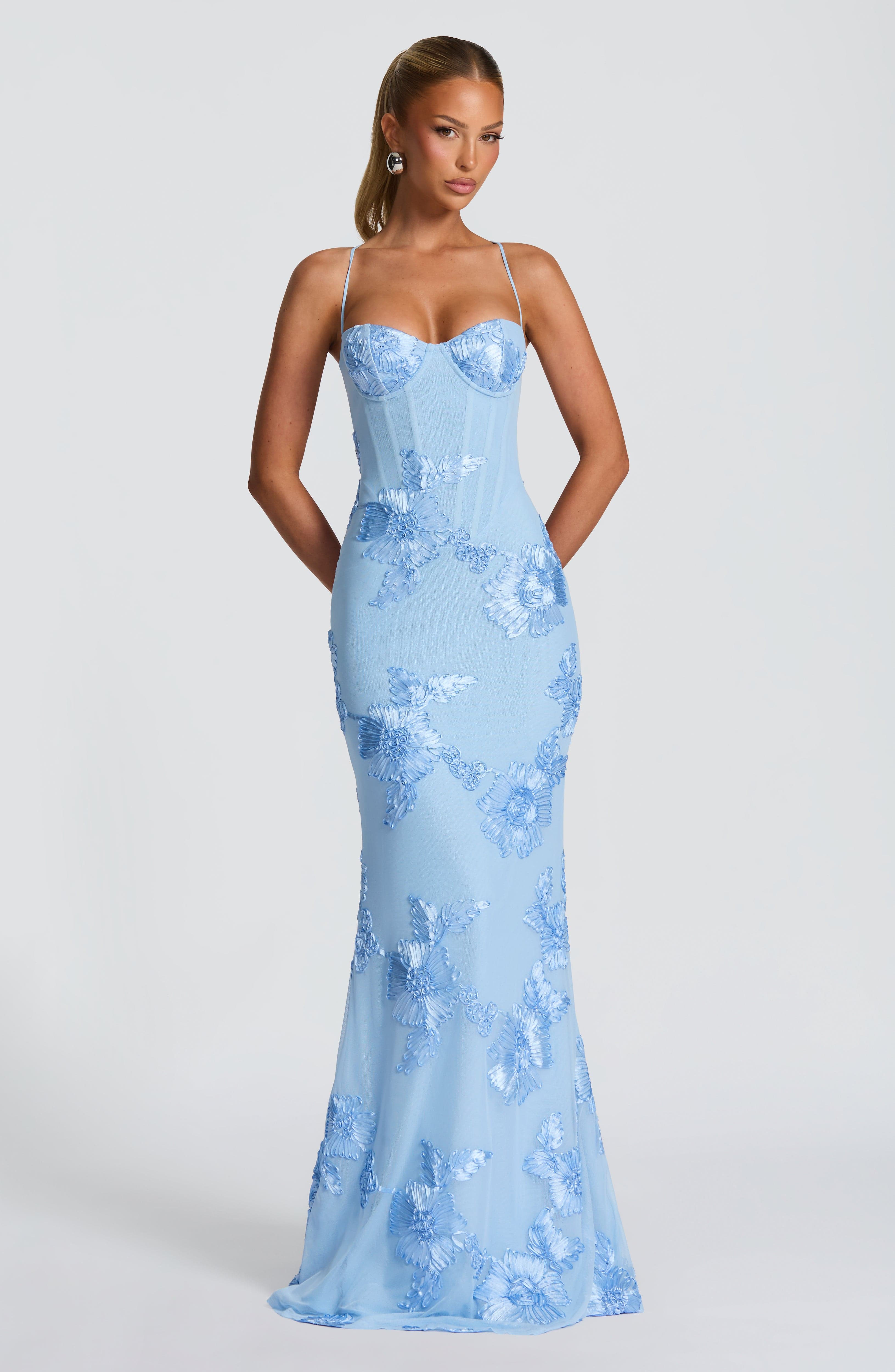 Women's jacquard corset maxi wedding guest dress