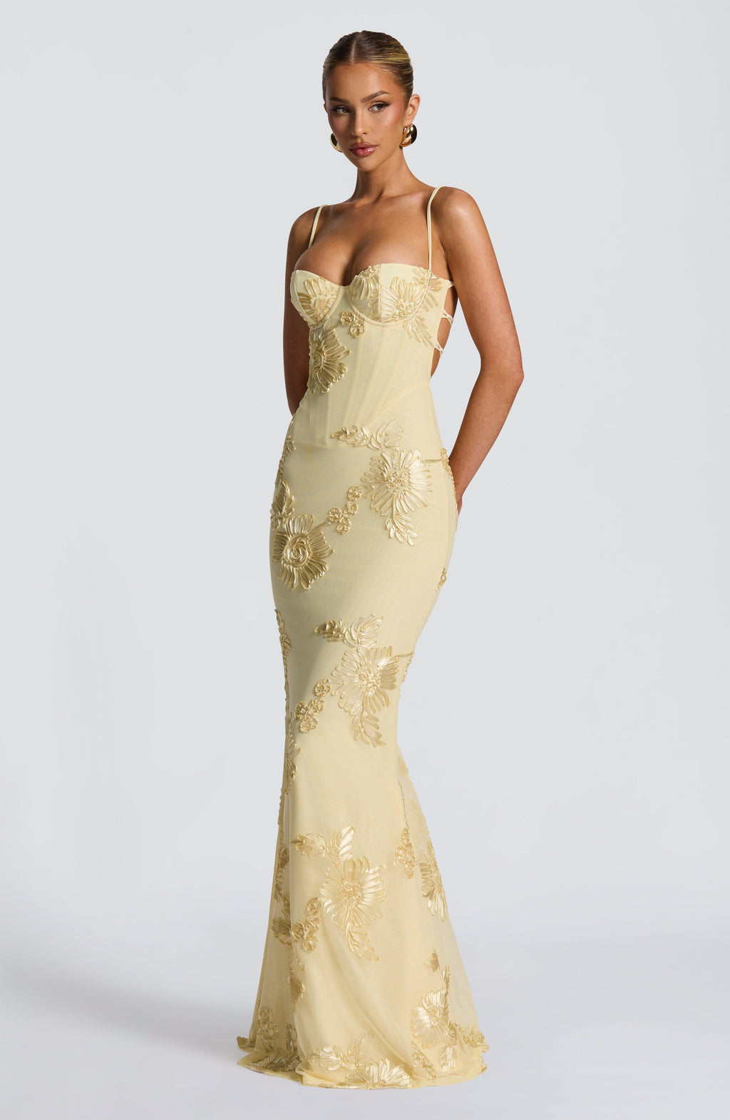 Women's jacquard corset maxi wedding guest dress