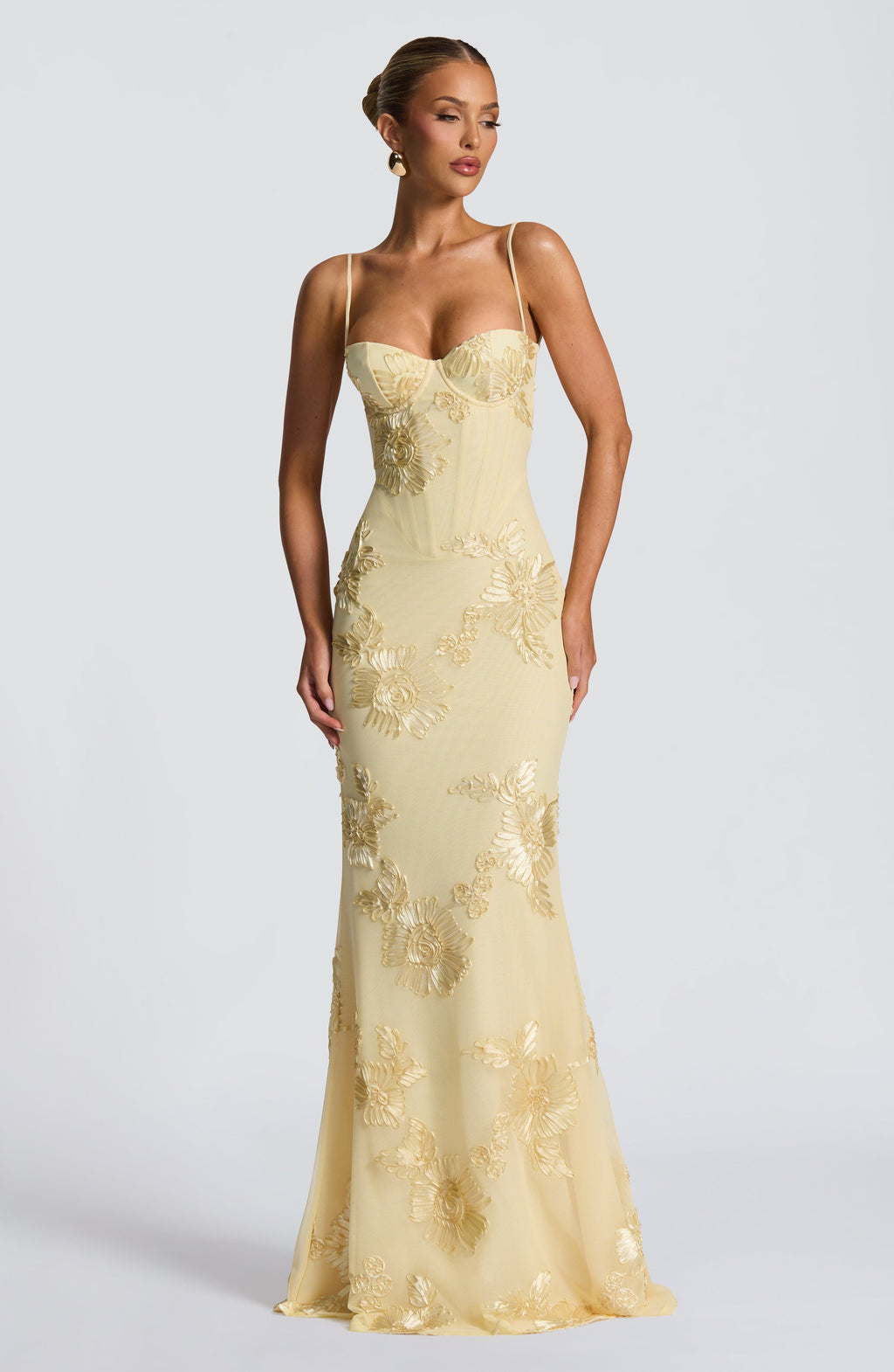 Women's jacquard corset maxi wedding guest dress